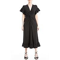 Max Studio Women's Flutter Sleeve V-Neck Front Twist Midi Dress