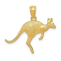 14k Yellow Gold Textured Kangaroo Pendant Fine Jewelry Gift For Her For Women