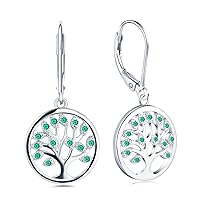 JO WISDOM Women Earrings,925 Sterling Silver Family Tree of Life Drop & Dangle Earrings