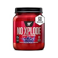 BSN N.O.-XPLODE Pre Workout Powder, Energy Supplement for Men and Women with Creatine and Beta-Alanine, Flavor: Grape, 60 Servings