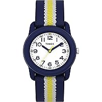 Timex TIME Machines® 29mm Blue/Yellow Stripe Elastic Fabric Kids Watch