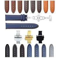 18-19-20-22-24mm Leather Band Strap Smooth Deployment Clasp Compatible with U-Boat
