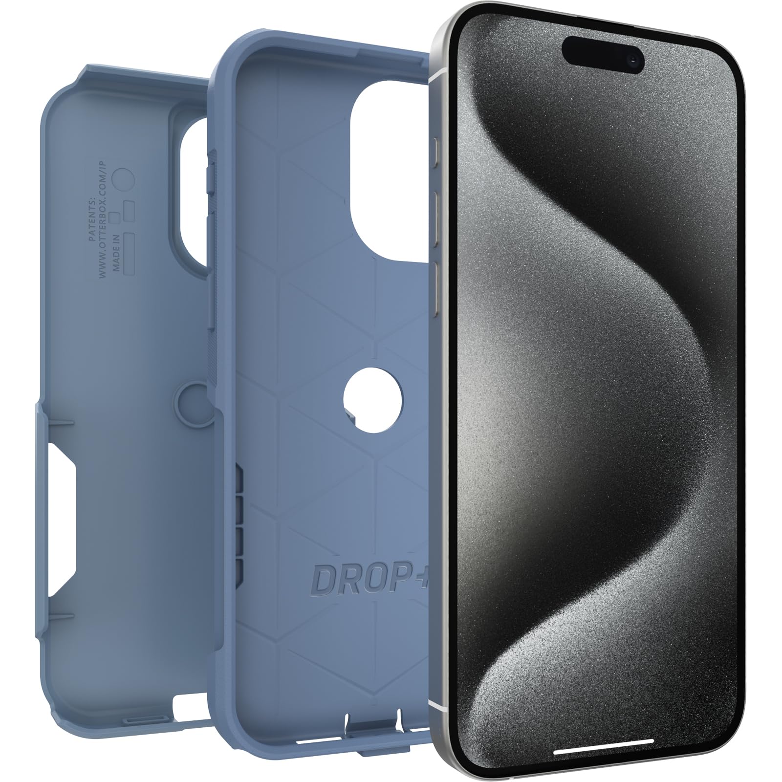 OtterBox iPhone 15 Pro MAX (Only) Commuter Series Case - CRISP DENIM (Blue), slim & tough, pocket-friendly, with port protection