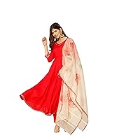 Women's Solid Rayon Casual Wear Lightweight and Comfortable Kurta with Organza Dupatta Set (V_756)