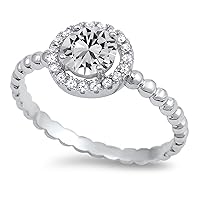 CHOOSE YOUR COLOR Sterling Silver Round Halo Ring