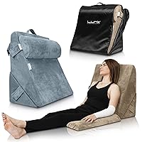 Lunix 3pcs Orthopedic Wedge Pillow Set, Memory Foam Sitting Pillow, 2-Pack - Navy & Brown