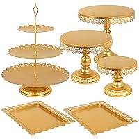 uyoyous Gold Cake Stand Set 6 Pcs Cupcake Stand Metal Cake Stand Gold Dessert Table Display Set for Wedding, Birthday, Anniversary, Baby Shower, Party, Halloween, Thanksgiving