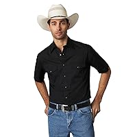 Wrangler Men's Sport Western Basic Two Pocket Short Sleeve Snap Shirt