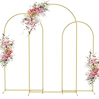 Wokceer Wedding Arch Backdrop Stand 7.2FT, 6.6FT, 6FT Set of 3 Gold Metal Arch Backdrop Stand for Wedding Ceremony Baby Shower Birthday Party Garden Floral Balloon Arch Decoration