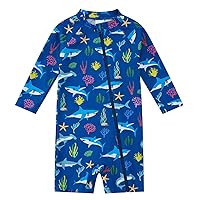 Baby Boy Swimsuit Rash Guard Shirts Toddler Boy Swimwear Full Zipper UPF 50+ Sun Protection Infant One Piece Bathing Suit