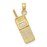 14K Yellow Gold w/Rhodium 3-D Cell Phone Charm