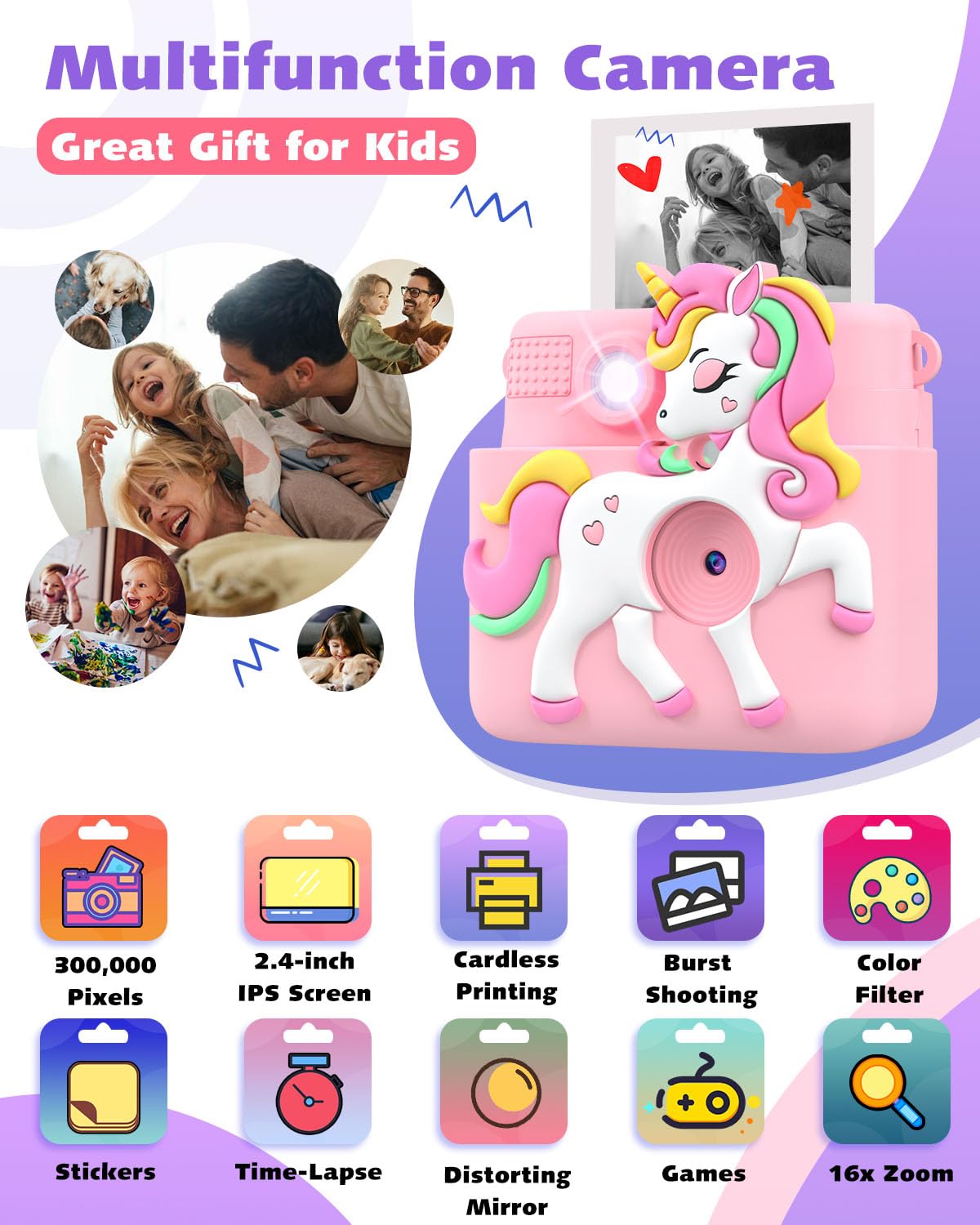Sueseip Kids Instant Print Camera and Kids Smart Watches Gift for Girls 5 6 7 8 9 10 Years Old Girls Toddler Christmas Birthday Gifts for Girls Age 5 6 7 8 9