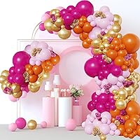 Pink Orange Balloon Garland Kit, Pink Yellow Orange Metal Balloon Set, Wedding Baby Shower Engagement DIY Decorative Party Supplies