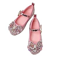 Girls Glitter Rhinestone Dress Flats Sequins Princess Low Heel Party Dance Shoes