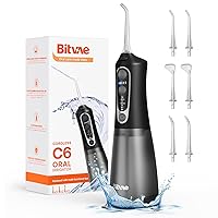 Bitvae Water Flossers for Teeth - Cordless Water Dental Flosser Teeth Picks for Travel with 6 Jet Tips, 15 Optional Modes, IPX7 Waterproof Portable & Rechargeable Oral Irrigator Cleaner, Black