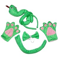 Petitebella Green Snake Headband Bowtie Tail Gloves 4pc Children Costume