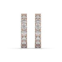Round Cut 2TCW Colorless VVS1 Moissanite Big Diamond 14K Rose Gold Lever Back Hoop Earring For Love