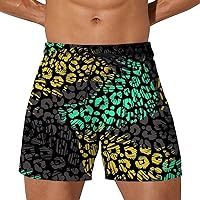 Mens Swim Trunks, Men's Shorts Summer Leopard Print Quick Lace-up Beachwear Dry Workout Board Shorts Trendy Trousers