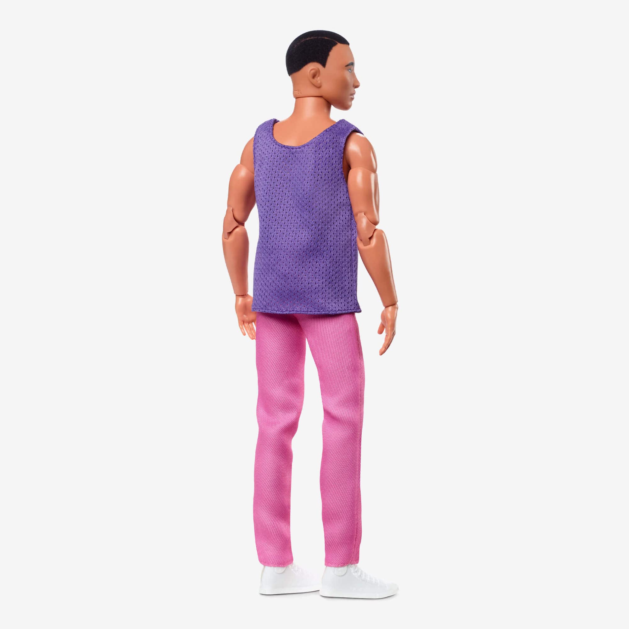 Barbie Looks Ken Doll with Black Hair Dressed in Purple Mesh Top and Pink Trousers, Posable Made to Move Body