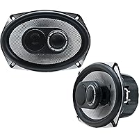 EARTHQUAKE Sound VTEK-693 700W 6x9-inch 3-Way Coaxial Speakers with PistonMax Technology (Pair), Black, Silver
