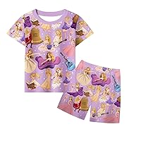 Kids Girls Lovely Clothes Cute Shortsets Shirt and Shorts Casual Graphic Outfits 5-12Y