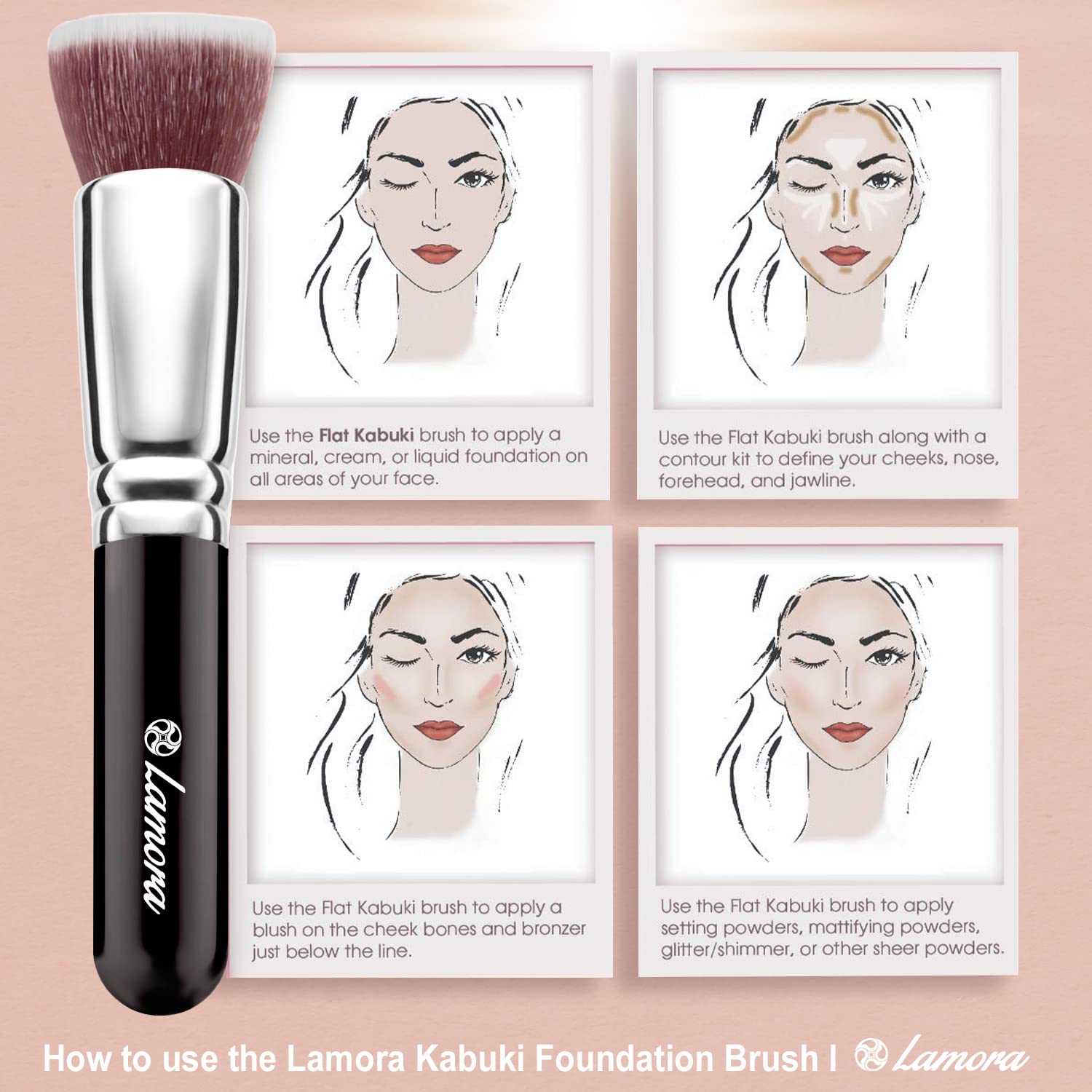 Flat Top Kabuki Foundation Brush - Premium Makeup Face Brush For Liquid, Cream, Powder - Blending, Buffing, Stippling Brush - Pro Quality Synthetic Dense Bristles