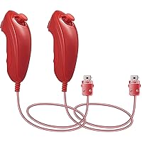 iNNEXT 2 Pack Wii Nunchuck Controller Replacement for Wii Remote (Red)