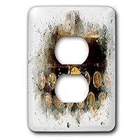 3dRose Anne Marie Baugh - Impressionist Mixed Media Art - Image Of Watercolor Vintage Pocket Watch On A Typewriter Art - 2 plug outlet cover (lsp_318699_6)