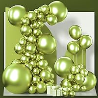 PartyWoo Metallic Lime Green Balloons, 100 pcs Chrome Lime Balloons Different Sizes Pack of 36 Inch 18 Inch 12 Inch 10 Inch 5 Inch Green Balloons for Balloon Arch as Party Decorations, Green-G109