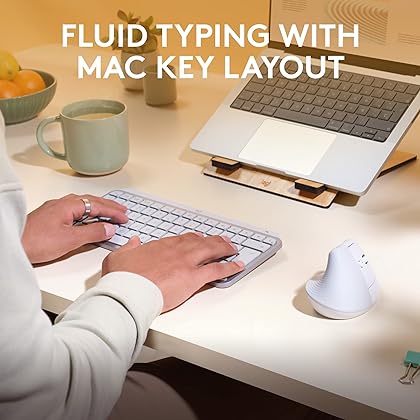 Logitech MX Keys Mini Keyboard for Mac and Lift Vertical Ergonomic Mouse for Mac Combo - Wireless, Bluetooth, Backlit Keys, Quiet, macOS/iPadOS/MacBook/iMac/iPad - Pale Grey