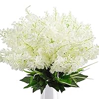 6Pcs Artificial Fake Silk Wisteria Flowers, 13.7'' Faux Hyacinth Flowers for Home Garden Outdoor Cemetery Grave Fences Spring Summer Decor Floral Arrangements, White