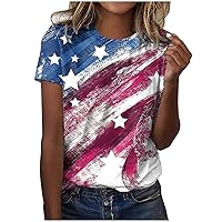 Independence Day Patriotic Womens Blouses USA Flag Women's Blouses Memorial Day 4Th of July T Shirt Women Top Cotton