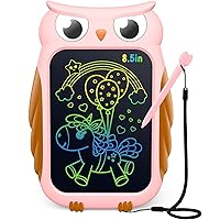 TECJOE Owl LCD Drawing Tablet, 8.5 Inch Colorful Toddler Doodle Board Drawing Tablet, Erasable and Reusable Electronic Drawing Pads, Educational and Learning Toy for 3-6 Years Old Boys, Gift (Pink)