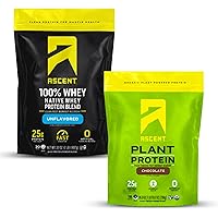 Whey + Plant Protein Powder - Unflavored 2 lb & Chocolate 18 Servings