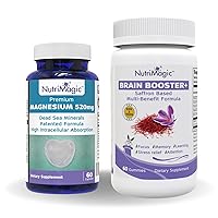 Super Bundle, Tropical Kids Brain Booster+ for Focus, Attention and Memory and Pure, High Intracellular Absorption Magnesium 520mg. for Parents and Kids. Vegan, GMO-Free, Kosher