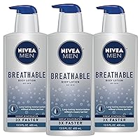 Nivea Men Breathable Body Lotion, 48 Hour Hydrating Lotion, 3 Pack of 13.5 Fl Oz Bottles