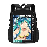 Anime Urusei Yatsura Backpack Cartoon Large Capacity Backpacks Laptop Backpack Lightweight Canvas Shoulder bag Outdoor Travel 16-Inch Black