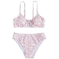 1 12 Girl 2 Piece Swimsuit Sport Floral Prints High Waist Bikini Set Swimwear Bathing Suit Toddler Girl Teal