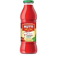 Mutti — 24.5 oz. Tomato Puree with Fresh Basil (Passata con Basilico) from Italy’s #1 Tomato Brand. Sweet and velvety for recipes calling for Pureed Tomatoes.
