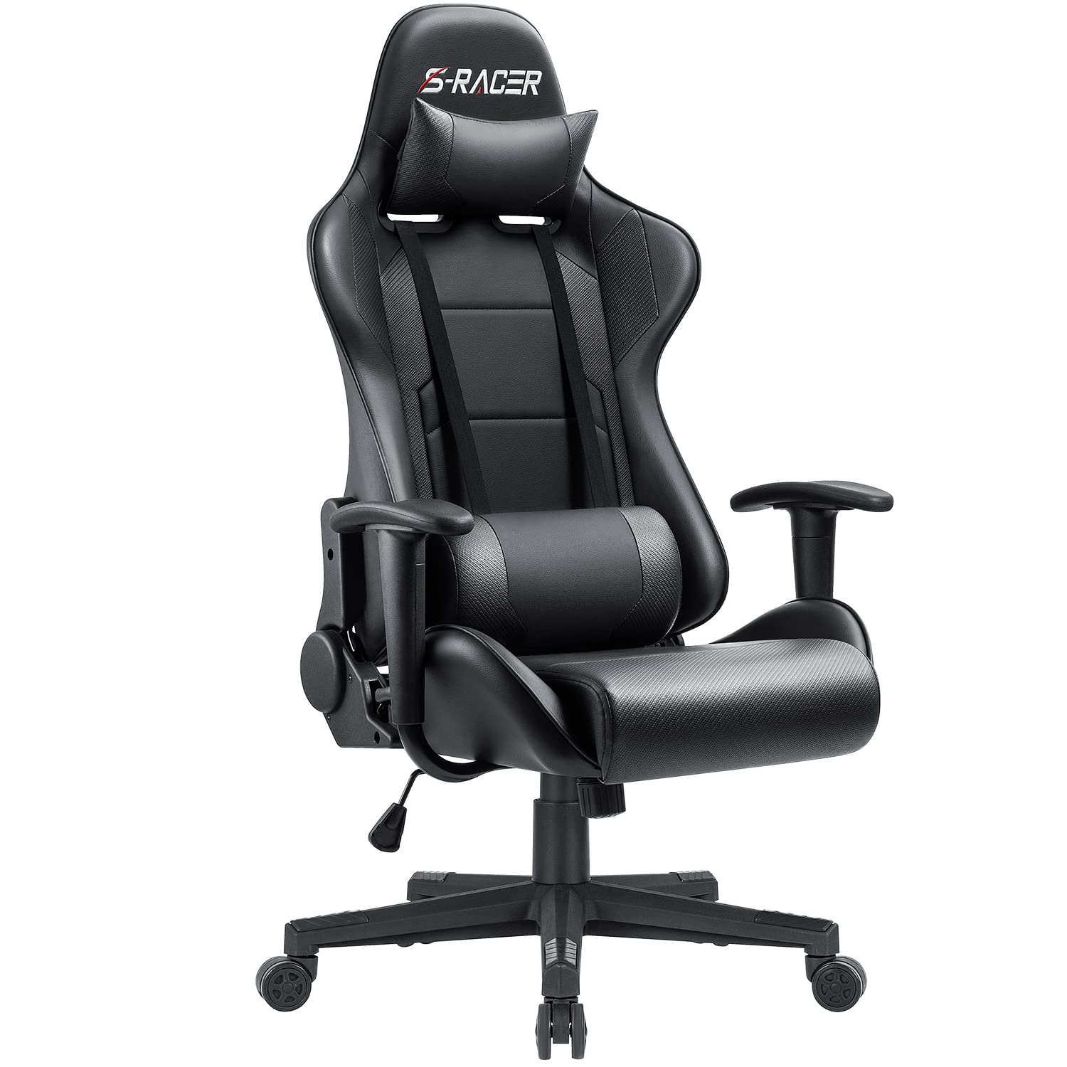 Mua Furniwell Gaming Chair Racing Computer Chair Office Desk Chair  Adjustable Swivel High Back Carbon Fiber Style Leather Executive Ergonomic  Chair with Headrest and Lumbar Support (Black) trên Amazon Mỹ chính hãng
