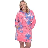 Women Plus Size Long Sleeve Tie-Dye Sweartshirt Dress with Hoodie