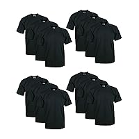Pro Club Men's 12-Pack Heavyweight Cotton Short Sleeve Crew Neck T-Shirt, Black, 4XL-Tall