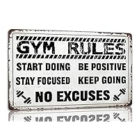 Gym Rules Tin Sign Gym Vintage Gym Rules Metal Signs Start Doing Be Positive Stay Focused Keep Going No Excuses Inspirational Quotes Wall Decor For Man Cave Gym Room 8x12 Inches