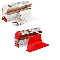 Neatiffy Disposable Plastic Table Cloth Roll | Waterproof Tablecloth | Cover for Rectangle, Square, Round, Oval Tables | Picnic, Party, Banquet, Birthdays, Weddings(White Golden dot & Red)