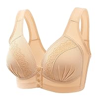 Ladies Front Closure Bras Solid Everyday Bralettes Comfy Button Snap Bra for Old Women Push Up Bralettes Underwear