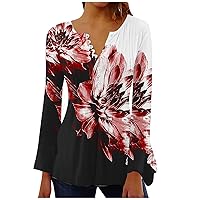 Retro Shirts for Women 2024 Print V Neck 3/4 Sleeve Tops Marble Pullover Casual Comfy Short Sleeve Tunics Tee