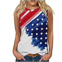 American Flag Tank Tops Women 4th of July Patriotic Vest Top Stars Stripes Sleeveless Shirt Summer Crewneck Tanks