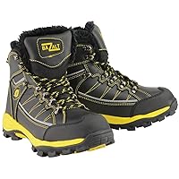MBM9124 Men's Faux Fur Lined Black with Yellow Water and Frost Proof Leather Outdoor Boots - 11