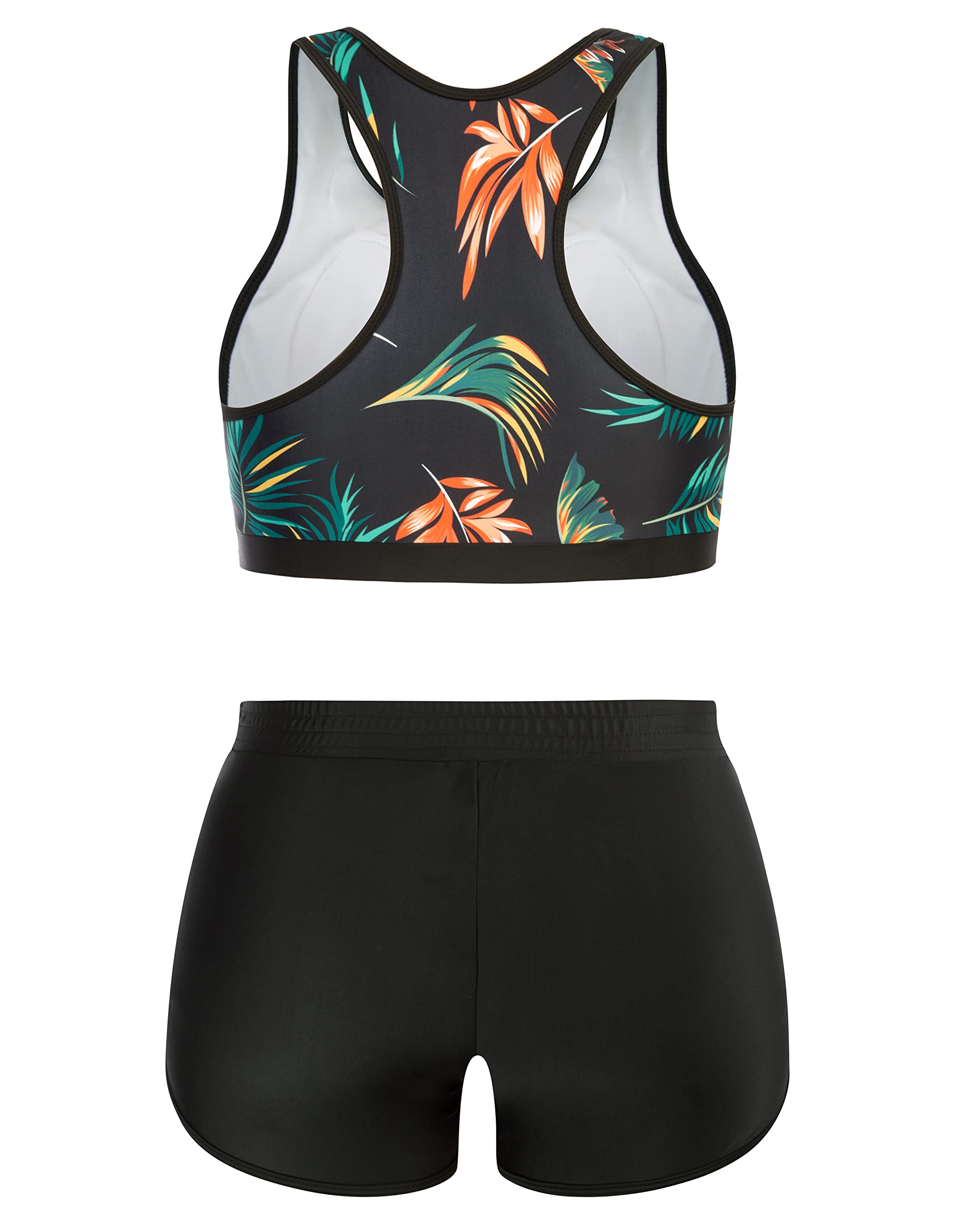 Hanna Nikole Women's Plus Size Rashguard 3 Pieces Athletic Bathing Suit Zipper UPF 50+ Surfing Swimwear