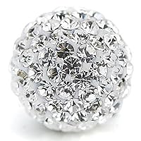RUBYCA Pave Czech Crystal Disco Ball Clay Beads fit Shamballa Jewelry (100pcs, 12mm, White Clear)